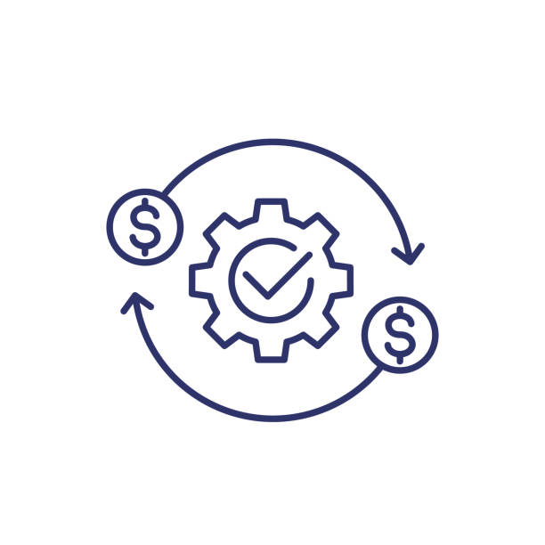 costs optimization and production efficiency icon, line
